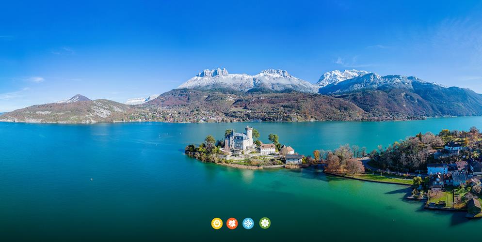 Lac d'Annecy vu du ciel aux 4 saisons