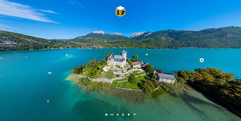 Gaussian Splatting : Lac d'Annecy, le Château de Châteauvieux en 3D